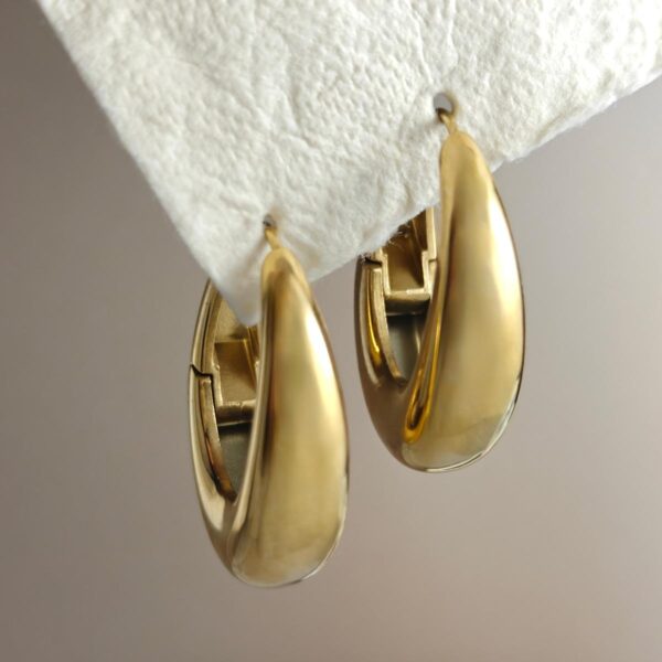 18K Gold-Plated Stainless Steel Boat Hoop Earrings (Water-Resistant)